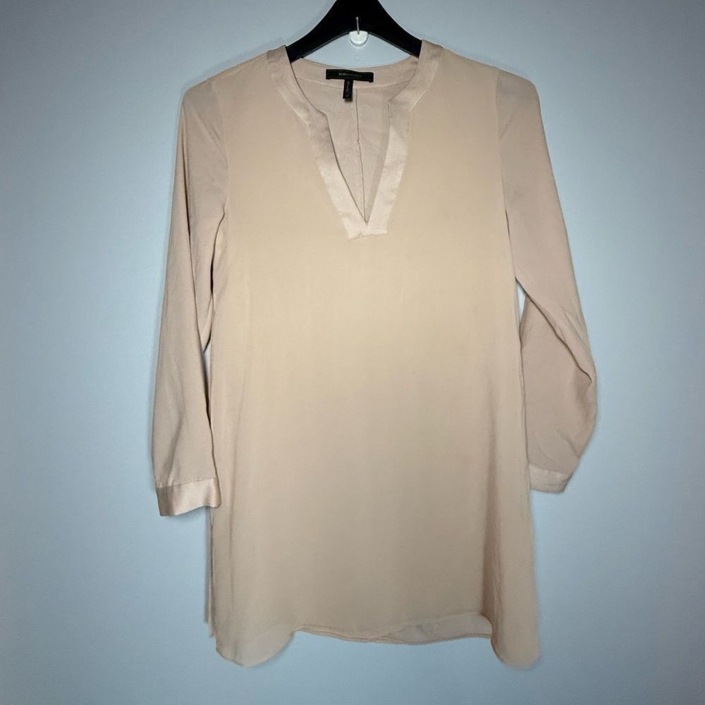 BCBG MAX AZRIA Blush  Bare Pink 'DYANNE' Chiffon Tunic Dress XS